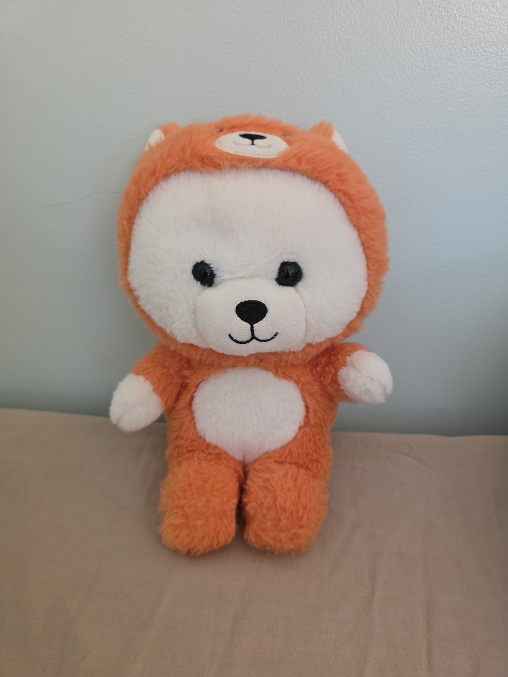 Kellytoy Orange and White Plush Bear in Costume